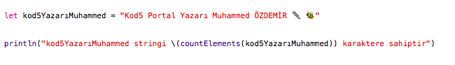 Swift karakterleri saydırma