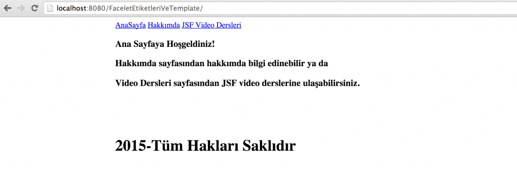 Proje çalıştığında bizi karşılayan ekran. Yukarıdaki menüden Hakkımda'ya tıklayacağım.